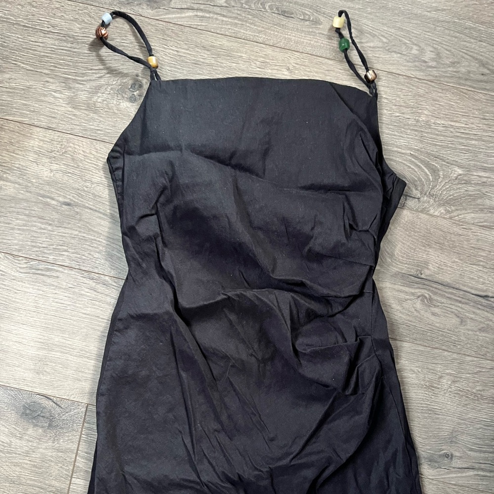 Zara Elegant Black Mini Dress with Colorful Beaded Straps
